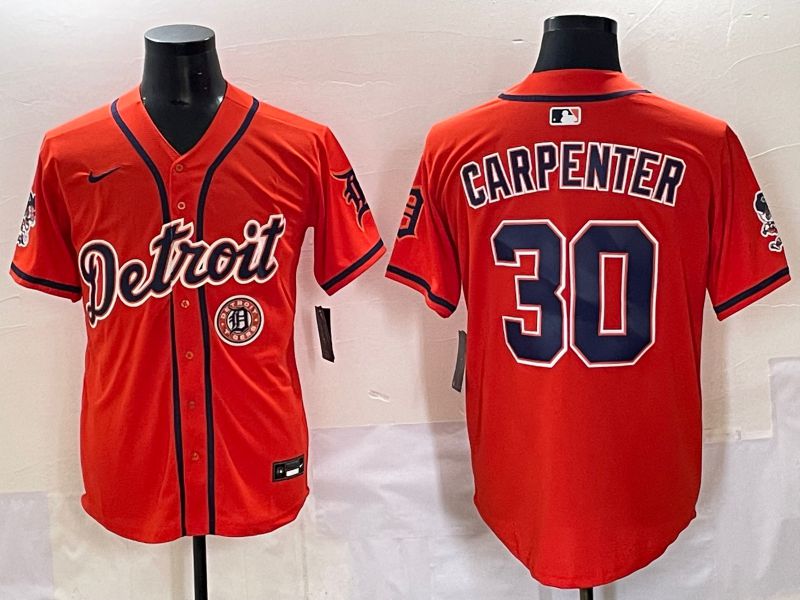 Men 2025 Detroit Tigers #30 Carpenter Orange Fashion Nike MLB Jersey style 7157->detroit tigers->MLB Jersey